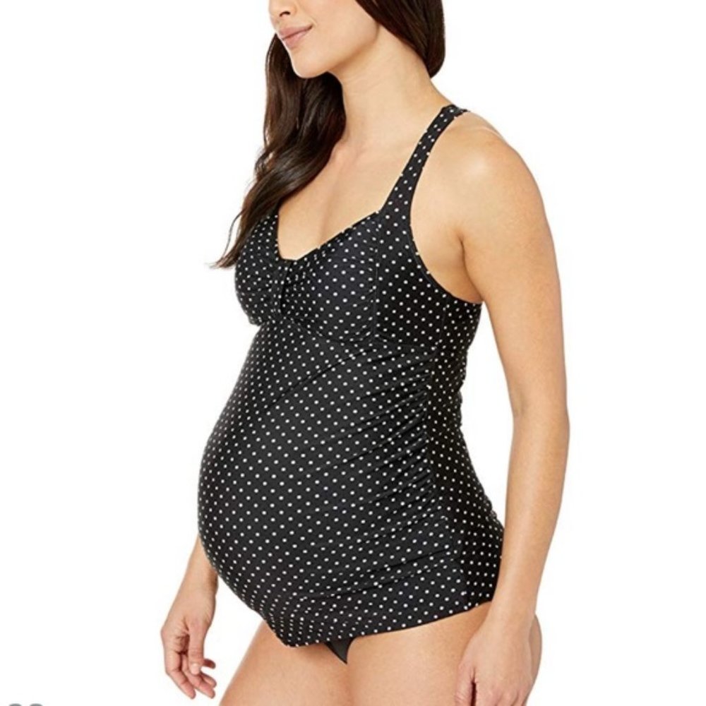 Motherhood Maternity Polka-Dot Tankini Top Size S